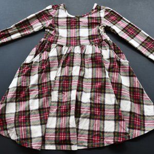 Hanna Andersson Red and Green Long Sleeve Plaid Twirl Dress
